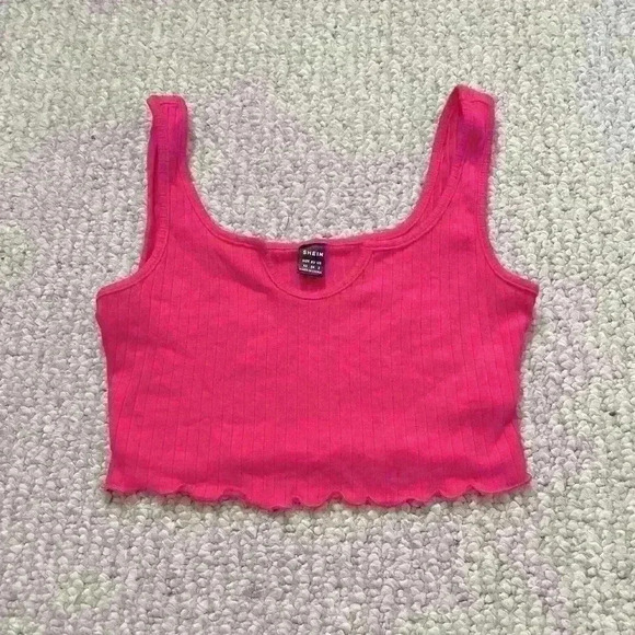 Hot Pink Cropped Tank Top - Picture 4 of 4